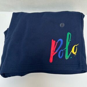 Polo Ralph Lauren NWT Fleece Sweat Shorts Paint Logo Navy Blue Drawstring sz 3XB